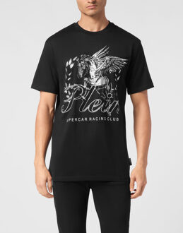 Philipp Plein T-Shirt Ronde Hals Racing Zwart/wit - S