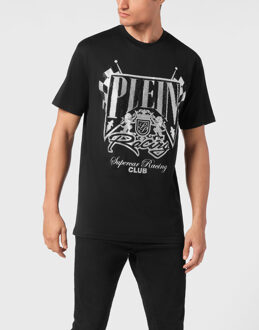 Philipp Plein T-Shirt Ronde Hals Racing Zwart/wit - XS