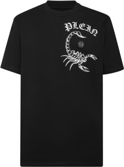 Philipp Plein T-Shirt Ronde Hals Scorpion - maat Zwart/wit