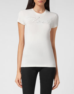 Philipp Plein T-Shirt Ronde Hals Signature Crème - XS