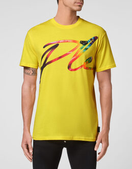 Philipp Plein T-Shirt Ronde Hals Signature Geel