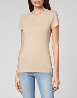 Philipp Plein T-Shirt Ronde Hals Signature - maat L Beige