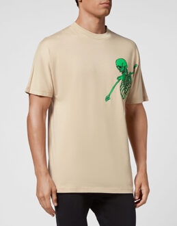 Philipp Plein T-Shirt Ronde Hals Skeleton Beige - 2XL