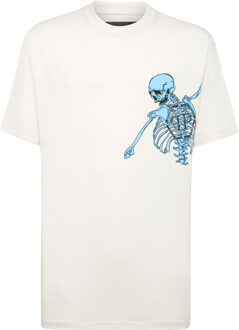 Philipp Plein T-Shirt Ronde Hals Skeleton Crème