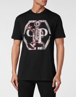 Philipp Plein T-Shirt Ronde Hals Skeleton - maat 3XL Zwart