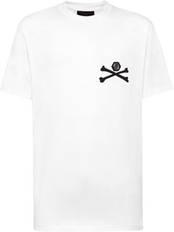 Philipp Plein T-Shirt Ronde Hals Skeleton Wit