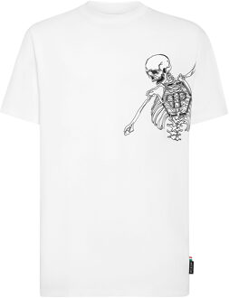 Philipp Plein T-Shirt Ronde Hals Skeleton Wit