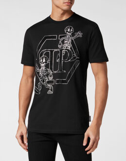 Philipp Plein T-Shirt Ronde Hals Skeleton Zwart - 4XL