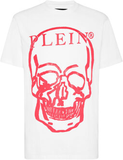 Philipp Plein T-Shirt Ronde Hals Skull And Plein Wit - M