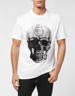 Philipp Plein T-Shirt Ronde Hals Skull And Plein Wit - XL