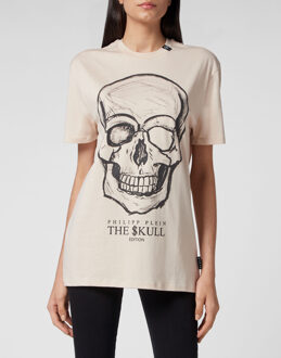 Philipp Plein T-Shirt Ronde Hals Skull Beige - M