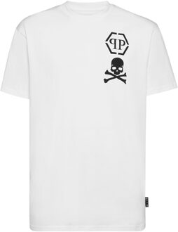 Philipp Plein T-Shirt Ronde Hals Skull&Bones - maat 3XL Wit
