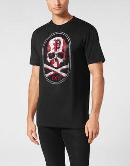 Philipp Plein T-Shirt Ronde Hals Skull&Bones - maat 4XL Zwart