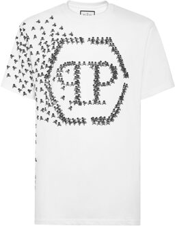 Philipp Plein T-Shirt Ronde Hals Skull&Bones - maat M Wit