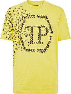 Philipp Plein T-Shirt Ronde Hals Skull&Bones - maat XL Geel