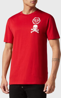 Philipp Plein T-Shirt Ronde Hals Skull&Bones Rood