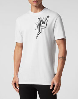 Philipp Plein T-Shirt Ronde Hals Skull&Bones Wit - 3XL