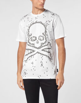 Philipp Plein T-Shirt Ronde Hals Skull&Bones Wit - 4XL