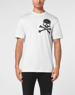 Philipp Plein T-Shirt Ronde Hals Skull&Bones Wit - 4XL