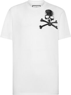 Philipp Plein T-Shirt Ronde Hals Skull&Bones Wit - XL