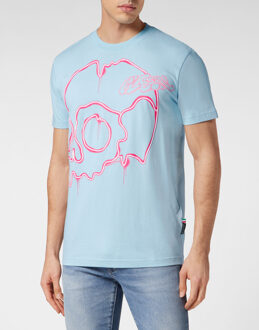Philipp Plein T-Shirt Ronde Hals Skull Lichtblauw - 4XL