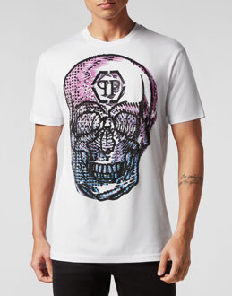 Philipp Plein T-Shirt Ronde Hals Skull - maat 3XL Wit/Multi