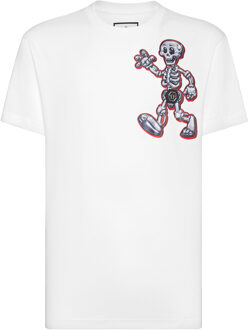 Philipp Plein T-Shirt Ronde Hals Skull - maat 3XL Wit