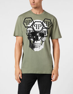 Philipp Plein T-Shirt Ronde Hals Skull - maat Groen