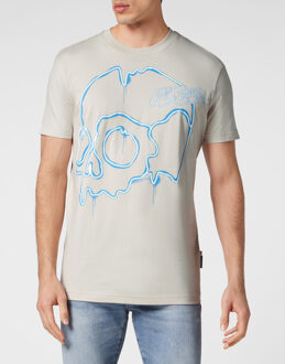 Philipp Plein T-Shirt Ronde Hals Skull - maat L Beige