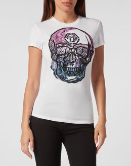 Philipp Plein T-Shirt Ronde Hals Skull - maat L Wit