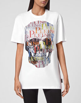 Philipp Plein T-Shirt Ronde Hals Skull - maat L Wit
