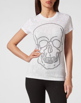 Philipp Plein T-Shirt Ronde Hals Skull - maat XS Wit