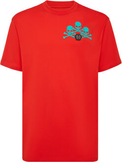 Philipp Plein T-Shirt Ronde Hals Skull Rood