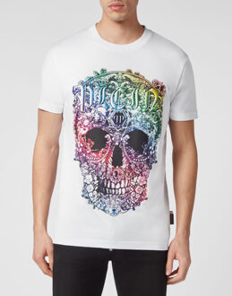 Philipp Plein T-Shirt Ronde Hals Skull Wit/Multi - 4XL