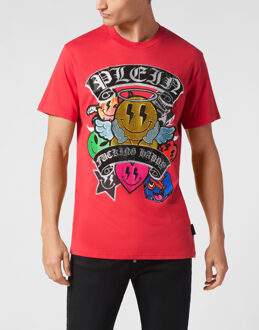 Philipp Plein T-Shirt Ronde Hals Smile - maat M Rood