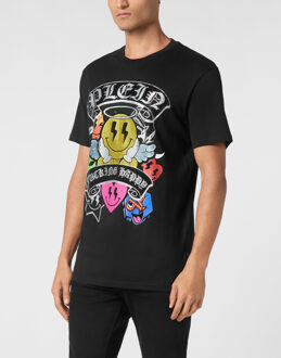 Philipp Plein T-Shirt Ronde Hals Smile - maat S Zwart
