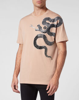 Philipp Plein T-Shirt Ronde Hals Snake Beige - 4XL