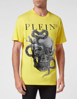 Philipp Plein T-Shirt Ronde Hals Snake Geel