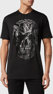 Philipp Plein T-Shirt Ronde Hals Snake - maat 4XL Zwart