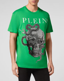 Philipp Plein T-Shirt Ronde Hals Snake - maat S Groen