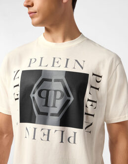 Philipp Plein T-Shirt Ronde Hals Ss Hexagon Crème - 5XL