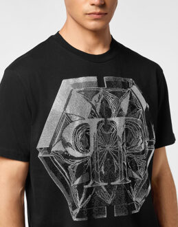 Philipp Plein T-Shirt Ronde Hals Ss Hexagon - maat L Zwart
