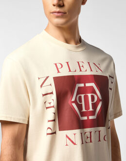 Philipp Plein T-Shirt Ronde Hals Ss Hexagon - maat S Beige
