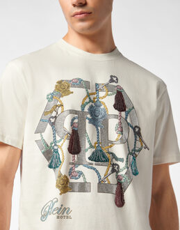 Philipp Plein T-Shirt Ronde Hals Ss - maat L Crème