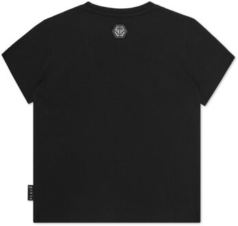 Philipp Plein T-Shirt Ronde Hals Ss Monogram - maat 10J / 140cm Zwart