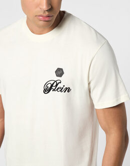 Philipp Plein T-Shirt Ronde Hals Ss Signature - maat 3XL Crème