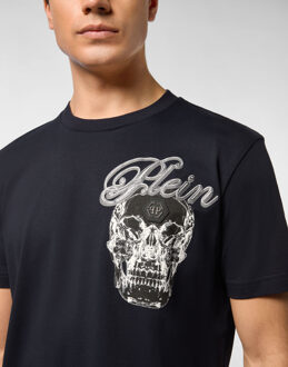 Philipp Plein T-Shirt Ronde Hals Ss Skull - maat 3XL Donkerblauw