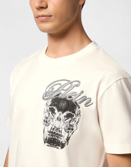 Philipp Plein T-Shirt Ronde Hals Ss Skull - maat L Crème