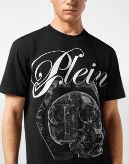 Philipp Plein T-Shirt Ronde Hals Ss Skull - maat L Zwart