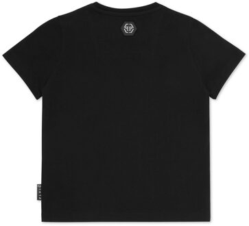 Philipp Plein T-Shirt Ronde Hals Ss Teddy - maat 16J / 176cm Zwart